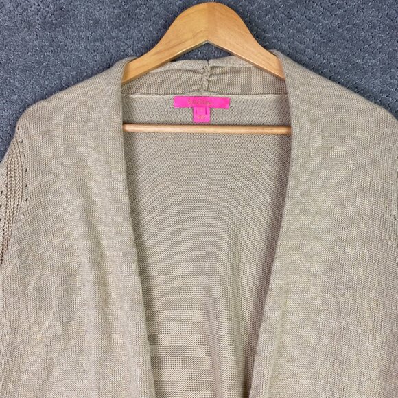 Lilly Pulitzer Open Front Cardigan Sweater Women's Small Gold Metallic Cashmere - Picture 2 of 13